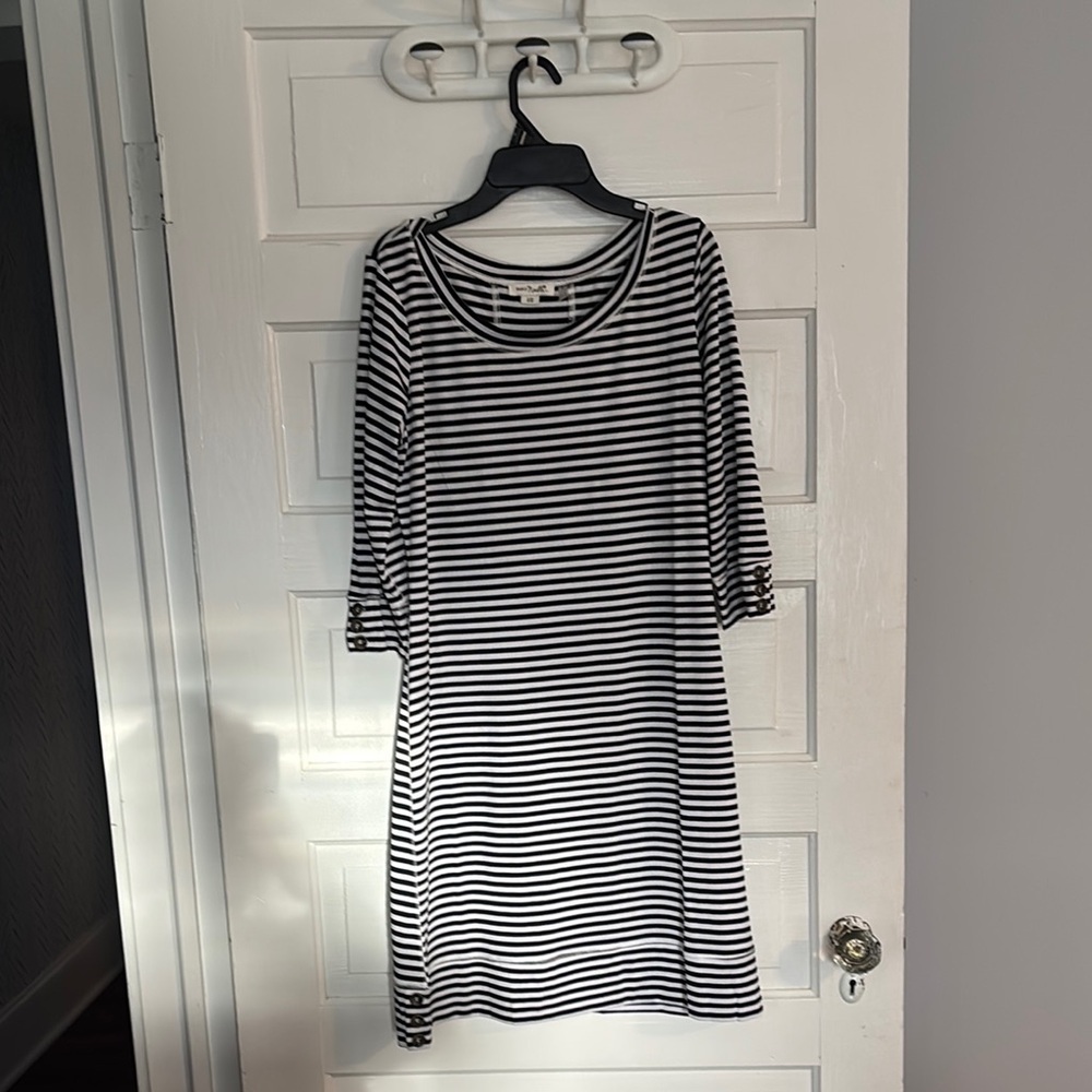 Simply Noelle Black and White Striped Dress